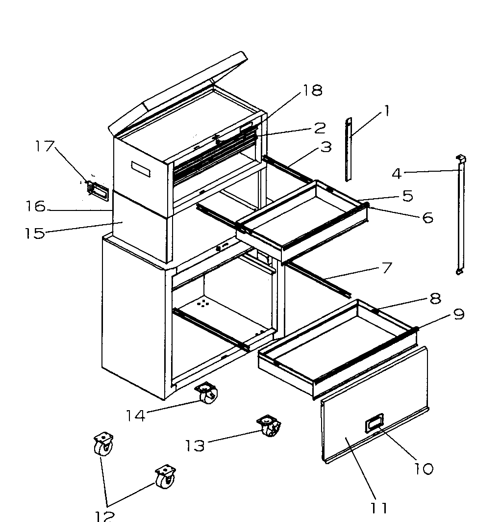 Cabinet Parts Diagram and Parts List for 706597890  Craftsman Tool Stand & Cart