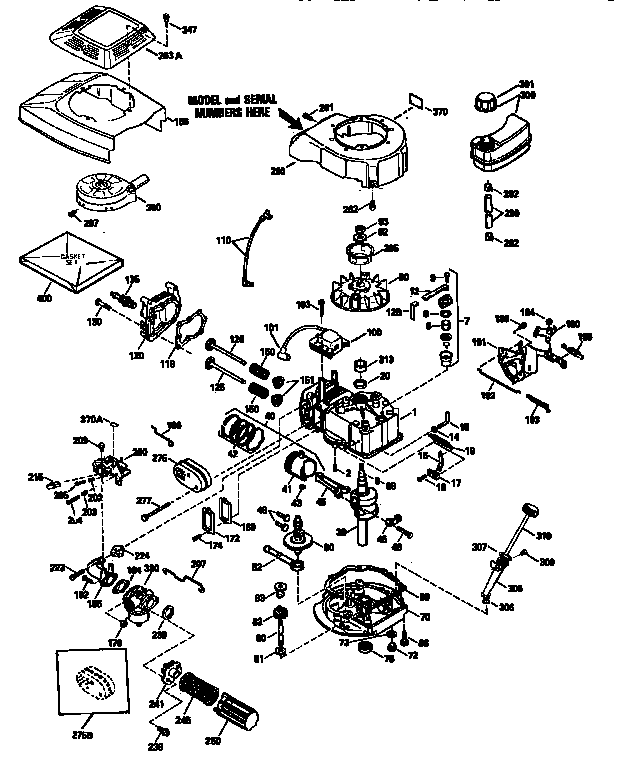 Replacement Parts Diagram and Parts List for 143945300  Craftsman Engine