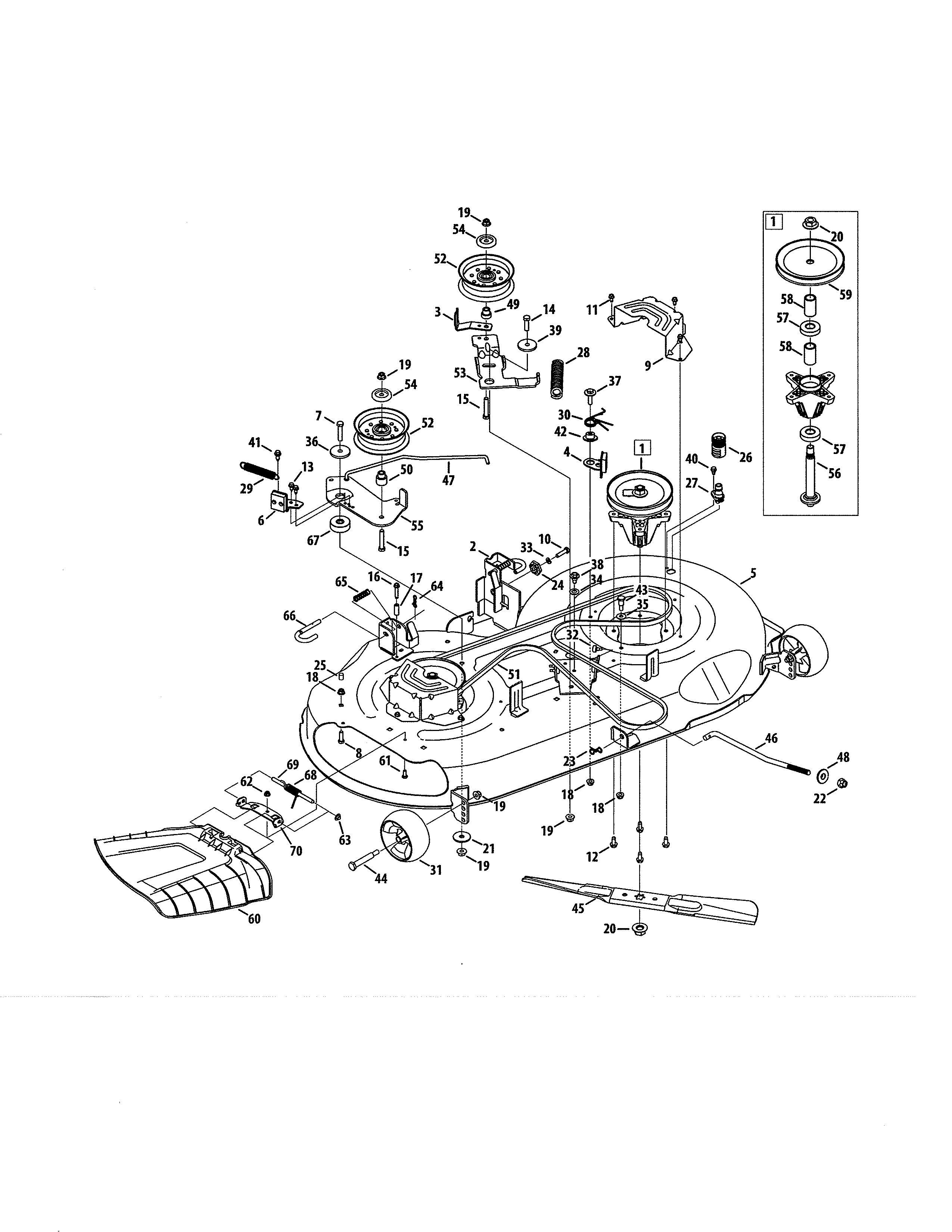 Deck/spindle Diagram and Parts List for 247273720  Craftsman Lawn Tractor