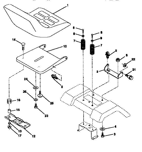 Seat Assembly Diagram and Parts List for 917257645  Craftsman Engine