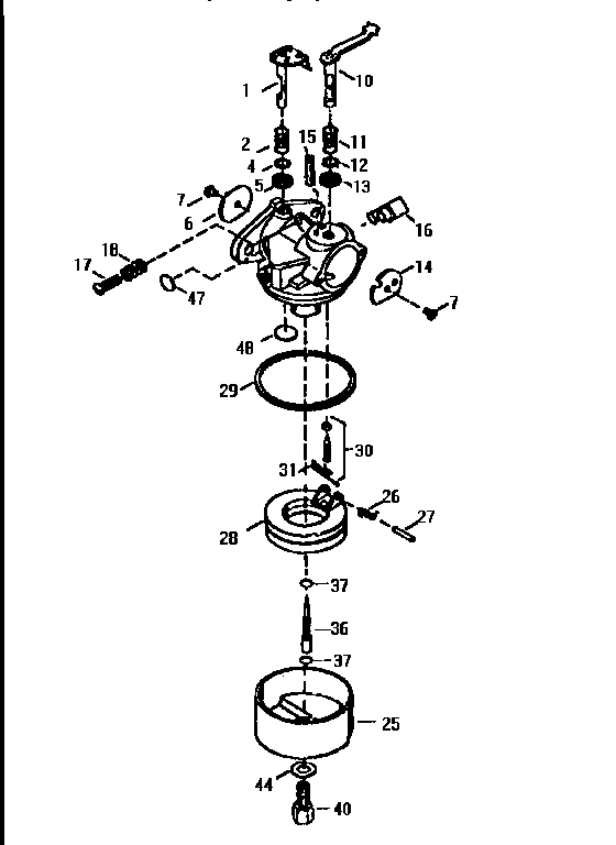 Carburetor 640023 (71/143) Diagram and Parts List for 143961007  Craftsman Engine