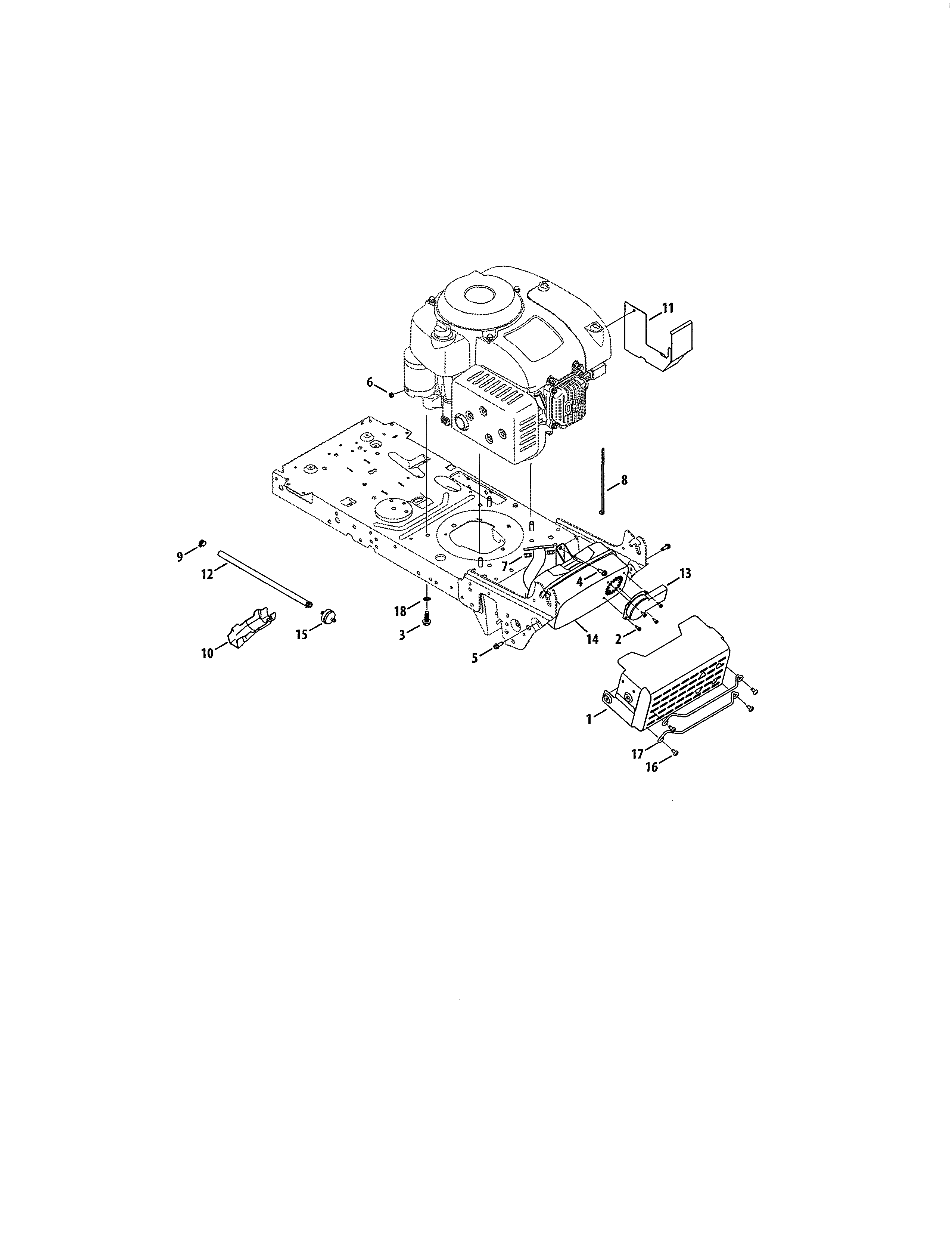 Engine/muffler Shield Diagram and Parts List for 247203726  Craftsman Lawn Tractor