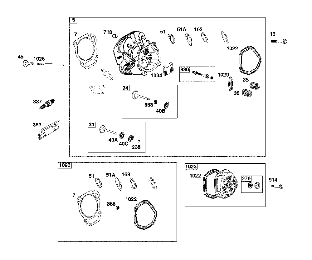 Cylinder head Diagram and Parts List for CMXGGAS030732  Craftsman Generator