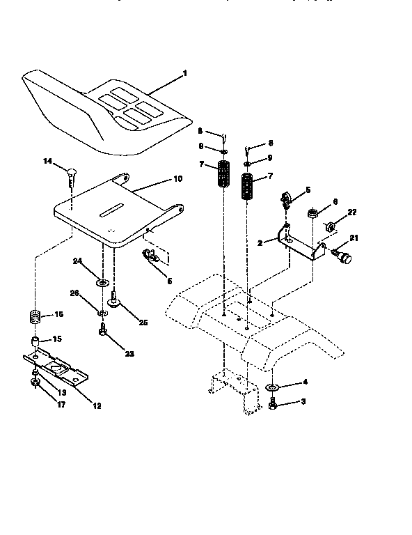 Seat Assembly Diagram and Parts List for 917256390  Craftsman Lawn Tractor
