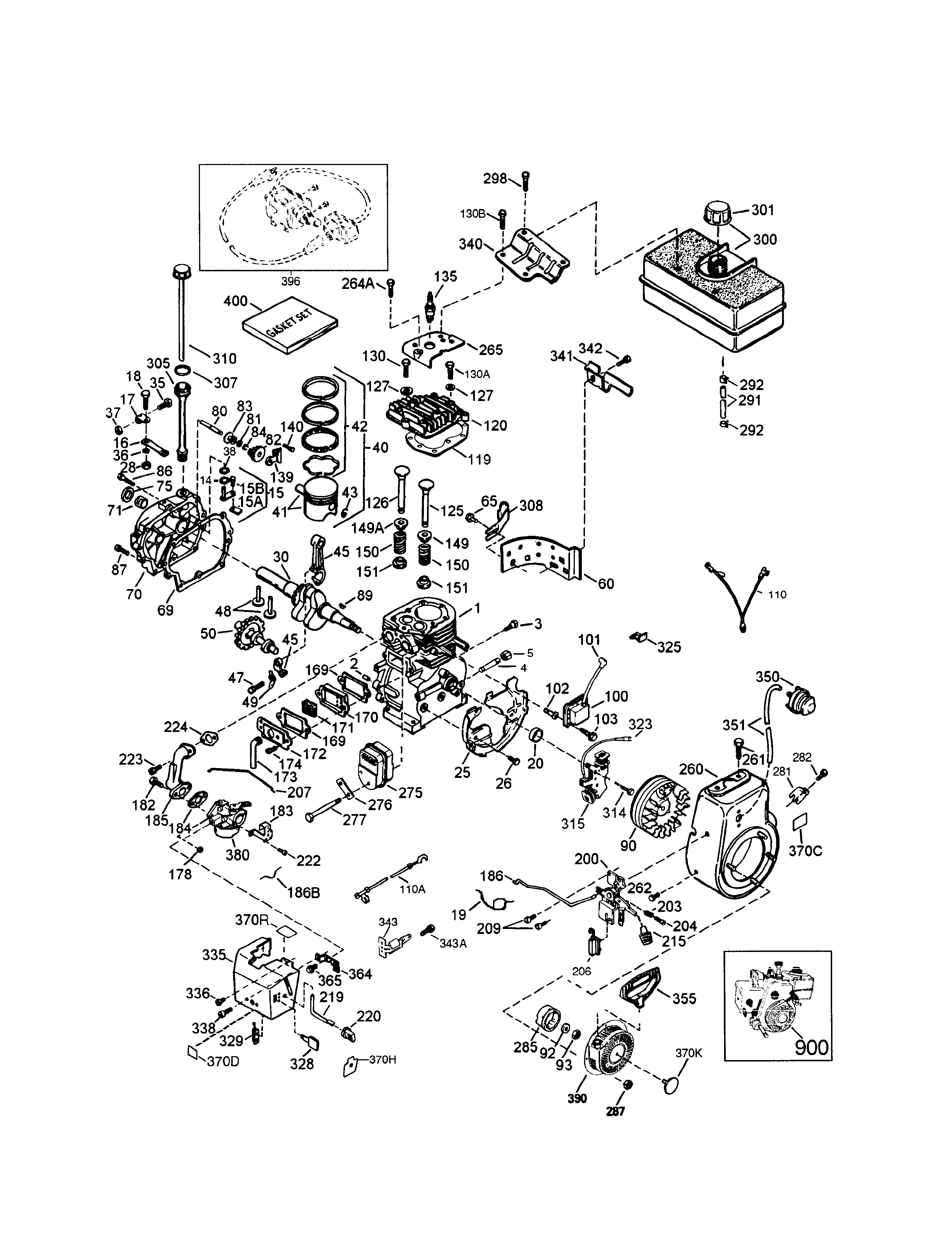 Tecumseh 9hp 4 Cycle Engine Diagram and Parts List for 143039005  Craftsman Engine