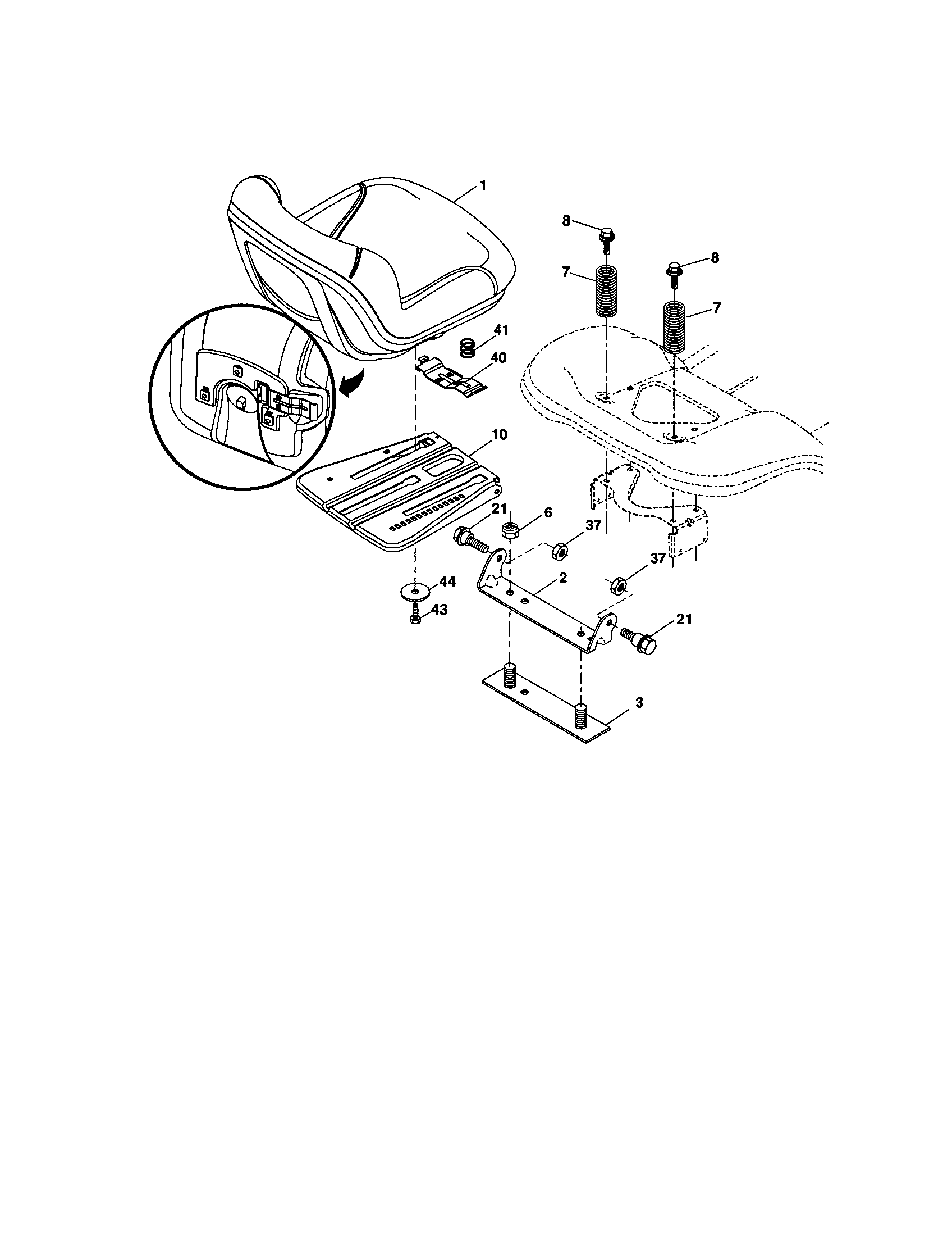 Seat Diagram and Parts List for 917286210  Craftsman Lawn Tractor