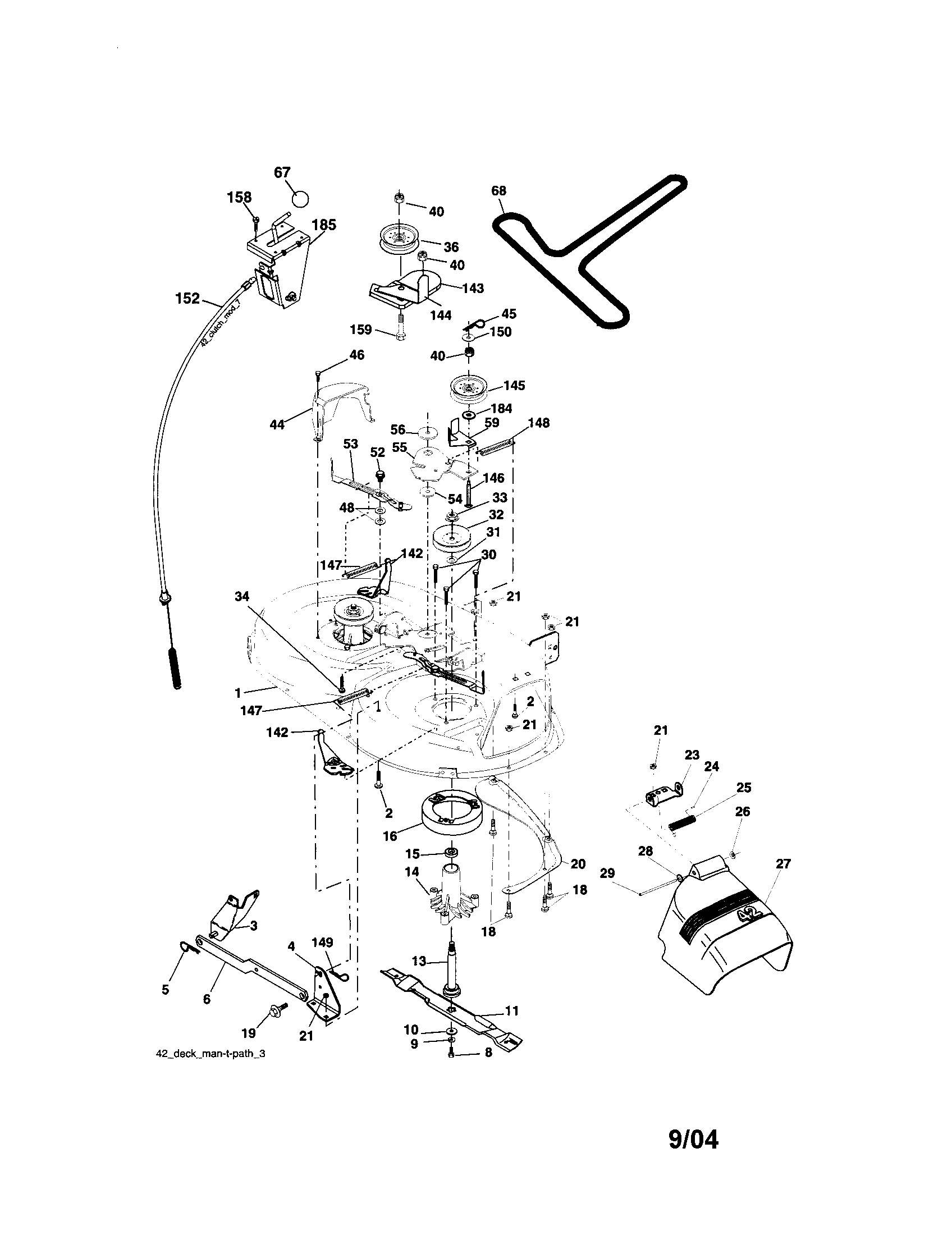 Mower Deck Diagram and Parts List for 917275400  Craftsman Lawn Tractor