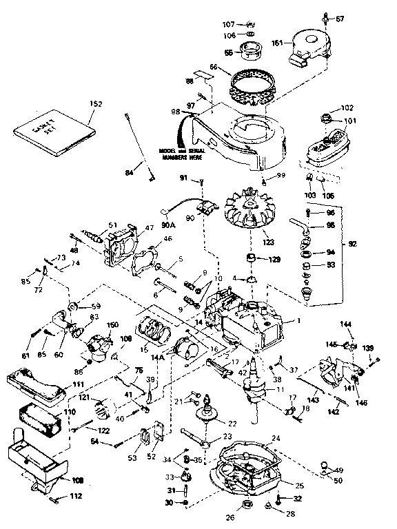 Engine Diagram and Parts List for 143381022  Craftsman Engine