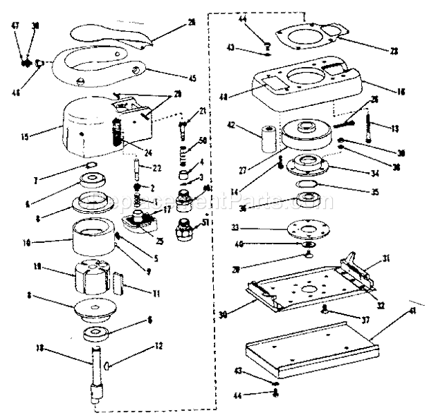 Unit Parts Diagram and Parts List for 756188280  Craftsman Orbital or Palm Sander