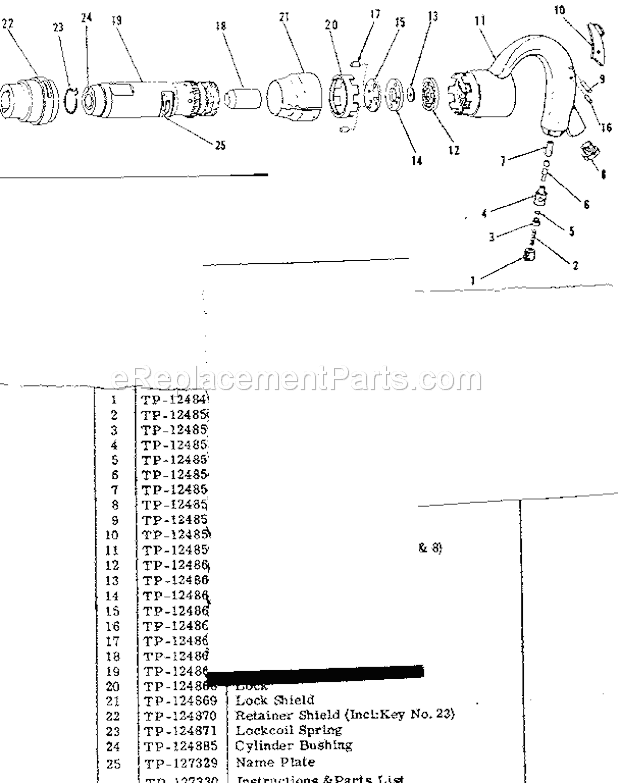 Unit Parts Diagram and Parts List for 75618828  Craftsman Hammer