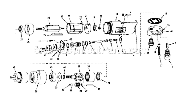 Non-Reversible 2750 Rpm Diagram and Parts List for 75618928  Craftsman Drill