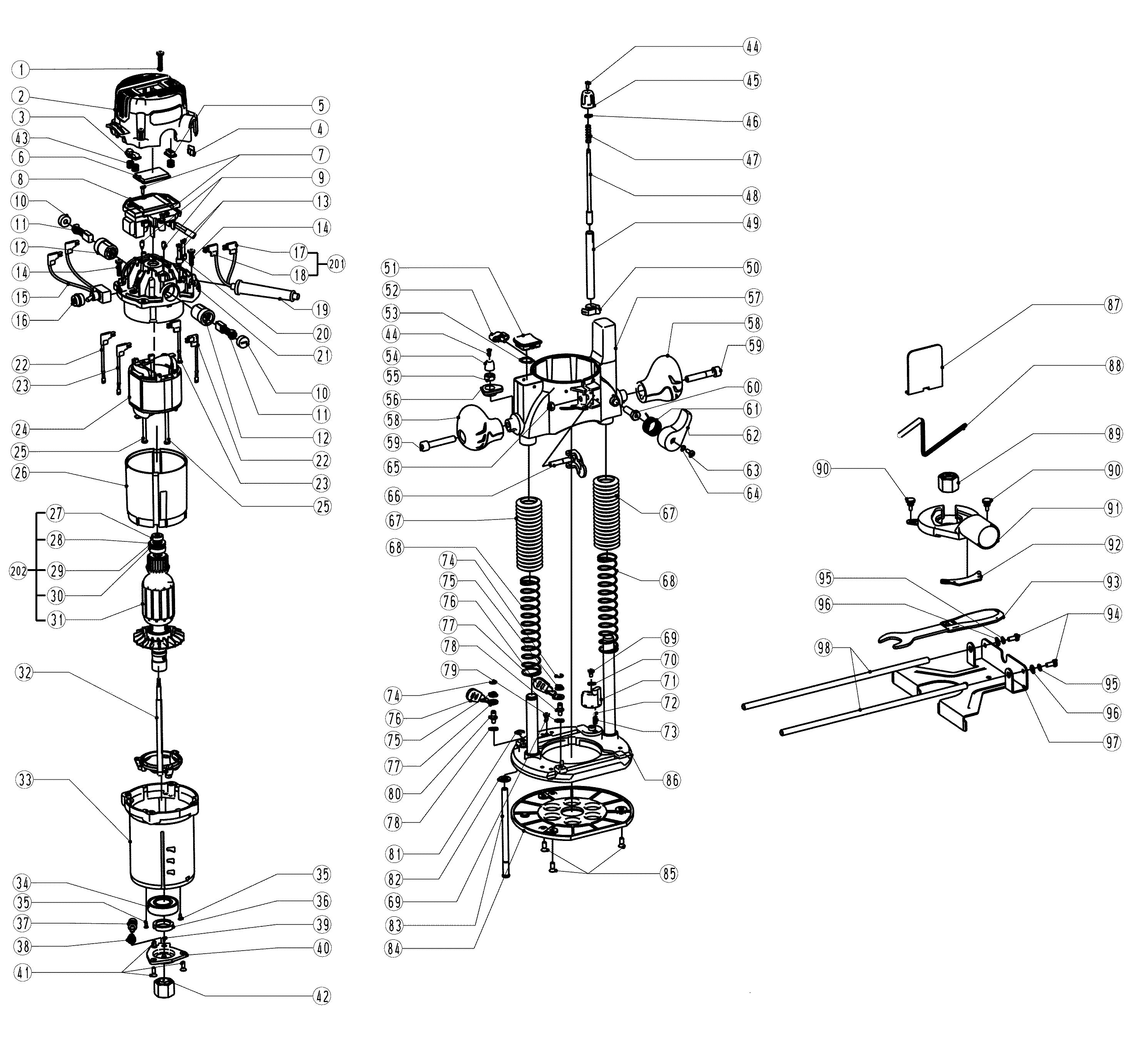 Router Diagram and Parts List for 32027669  Craftsman Router