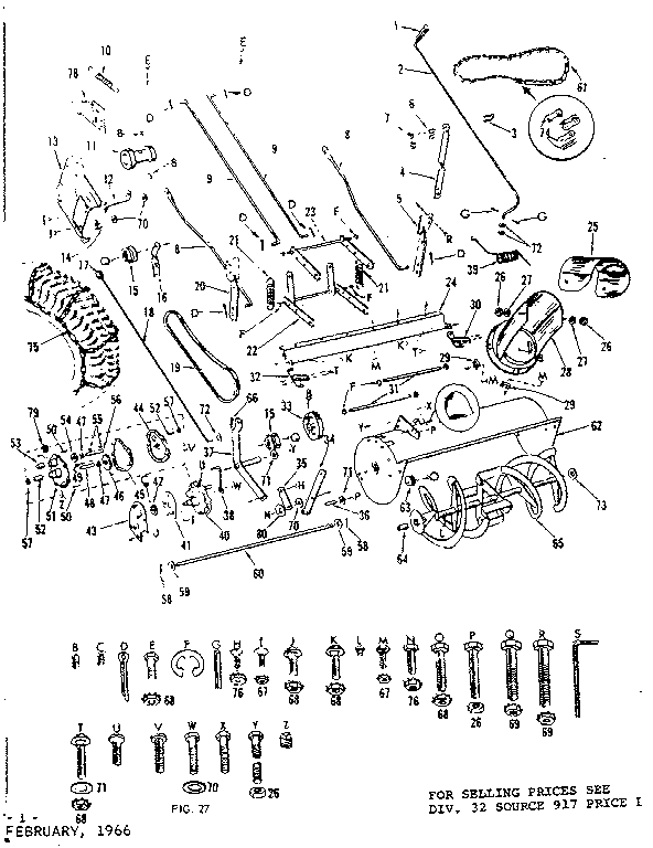 Replacement Parts Diagram and Parts List for 91780378  Craftsman Snow Blower