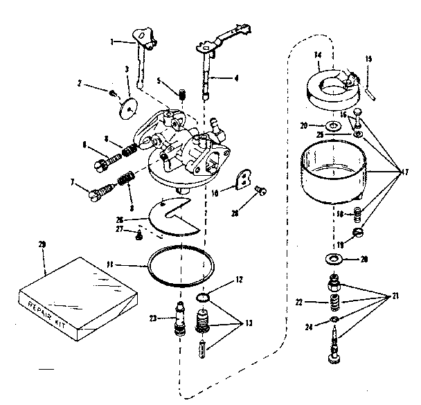 Carburetor Diagram and Parts List for 143524081  Craftsman Engine