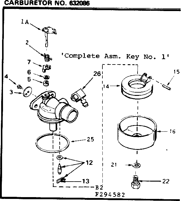 Carburetor Diagram and Parts List for 143294582  Craftsman Engine