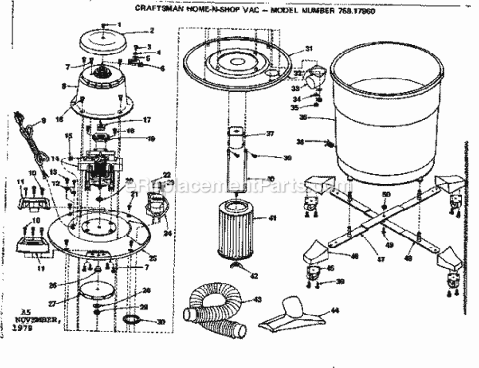 Page A Diagram and Parts List for 75817860  Craftsman Utility Vacuum