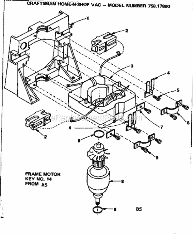 Page B Diagram and Parts List for 75817860  Craftsman Utility Vacuum