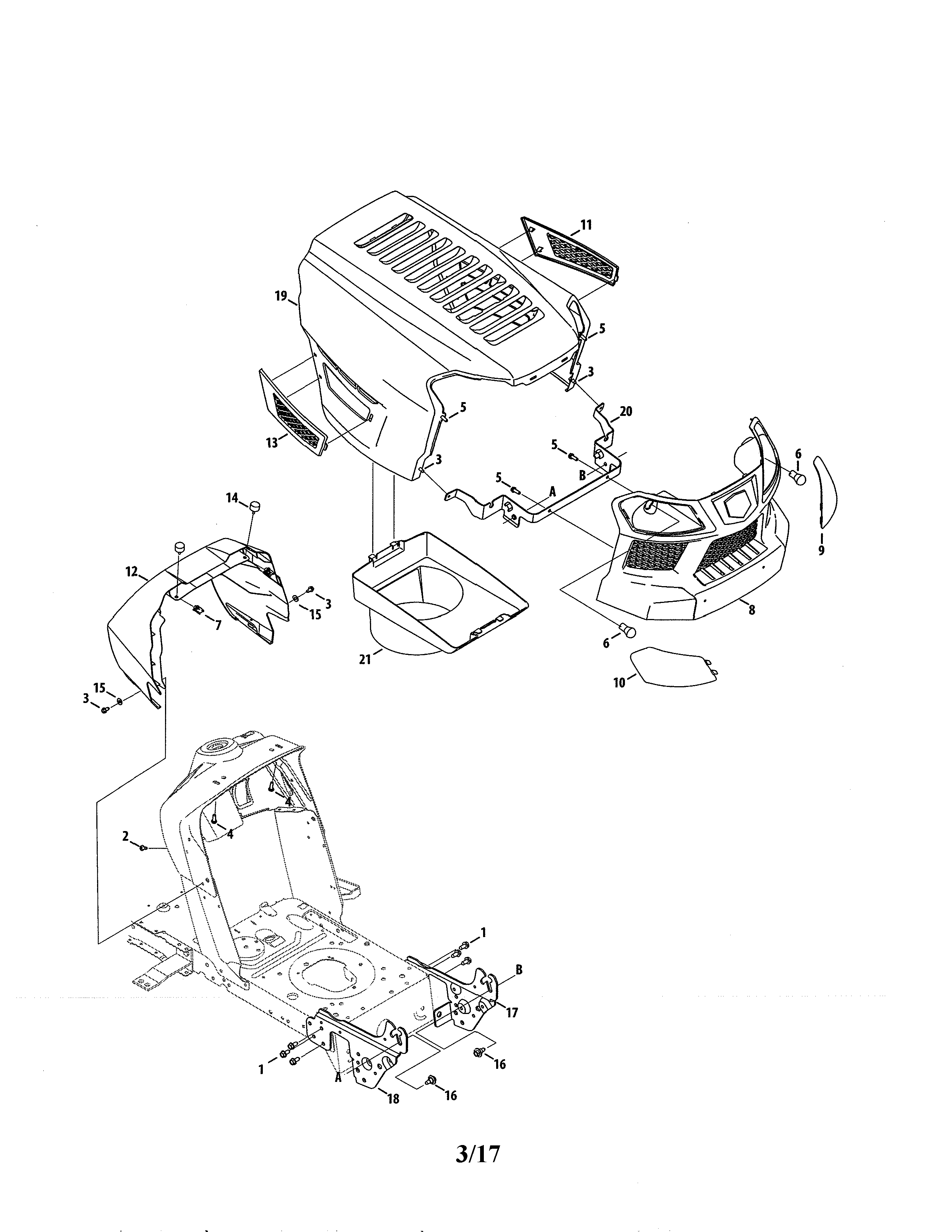 Hood Bumper Diagram and Parts List for 247273730  Craftsman Lawn Tractor