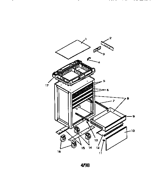 Unit Parts Diagram and Parts List for 706654620  Craftsman Tool Stand & Cart