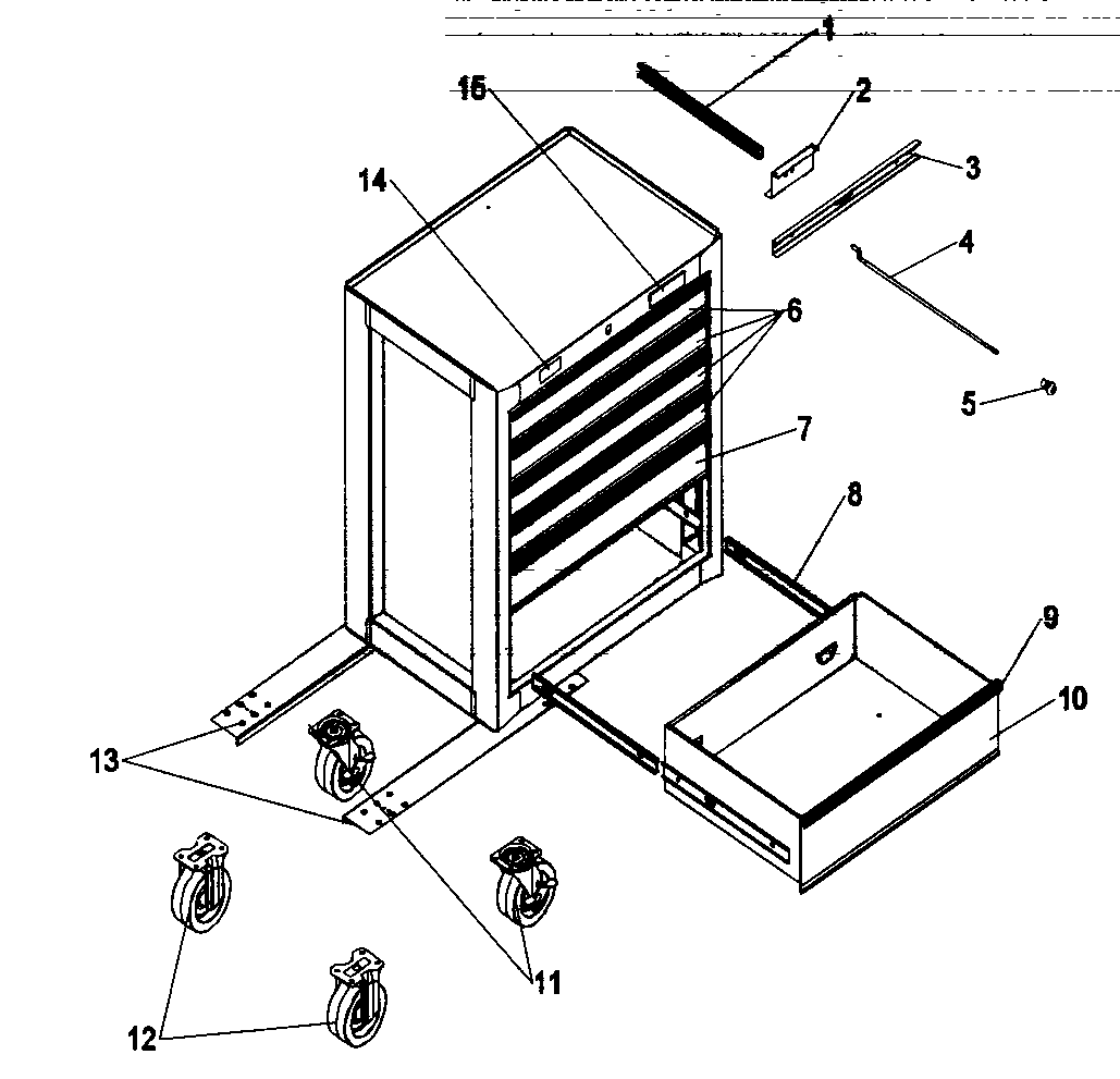 Chest Diagram and Parts List for 706652024  Craftsman Tool Stand & Cart