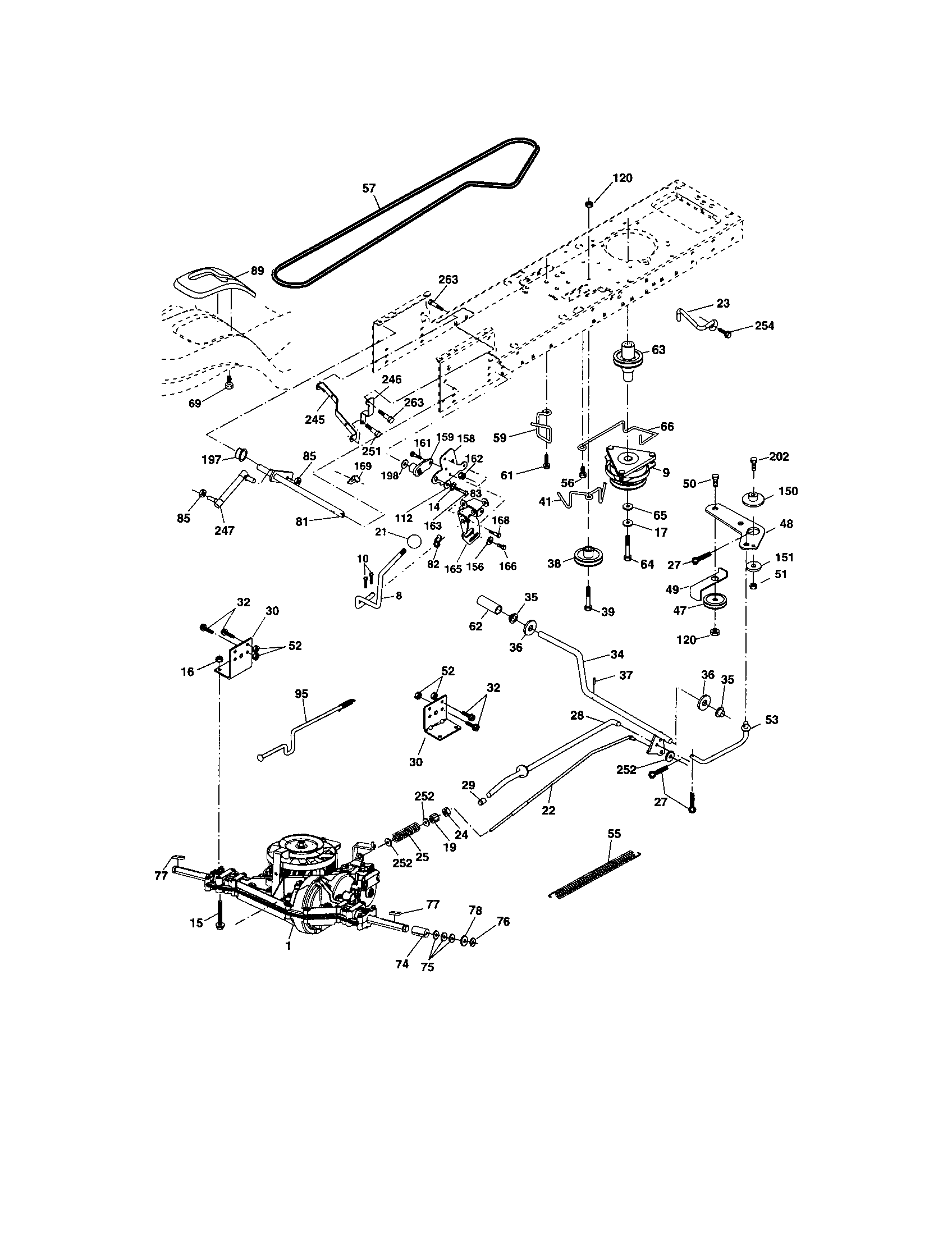 Ground Drive Diagram and Parts List for 917273644  Craftsman Lawn Tractor