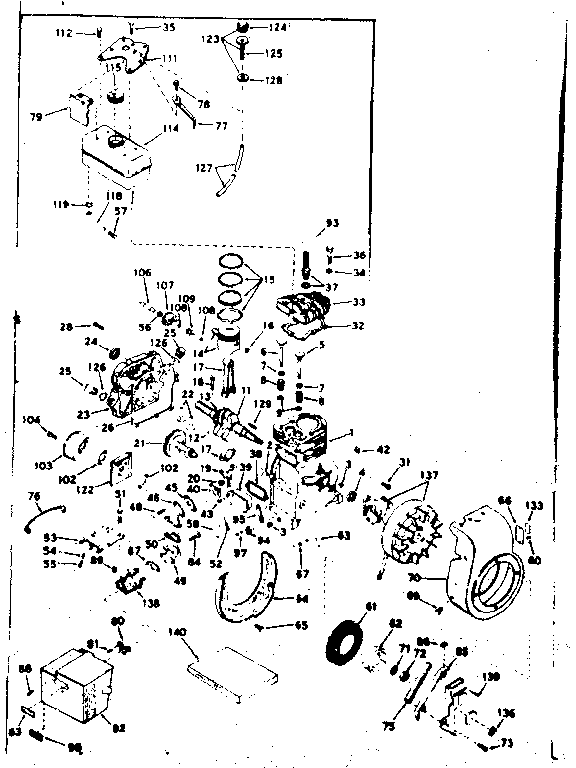 Basic Engine Diagram and Parts List for 143584132  Craftsman Engine