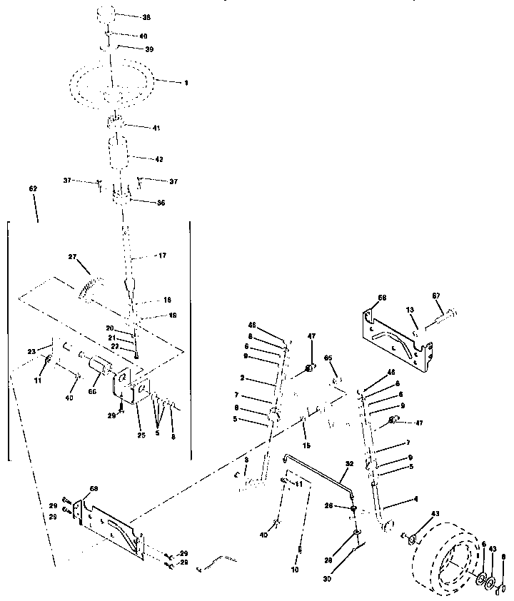 Steering And Front Axle Diagram and Parts List for 917256812  Craftsman Lawn Tractor