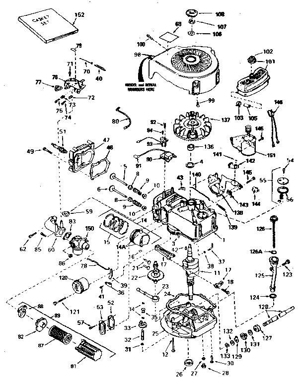 Engine Diagram and Parts List for 143354302  Craftsman Engine