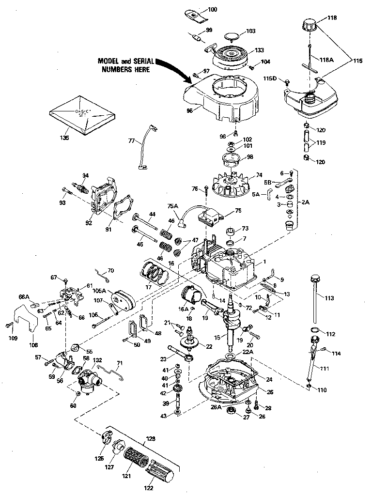 Replacement Parts Diagram and Parts List for 143394222  Craftsman Engine