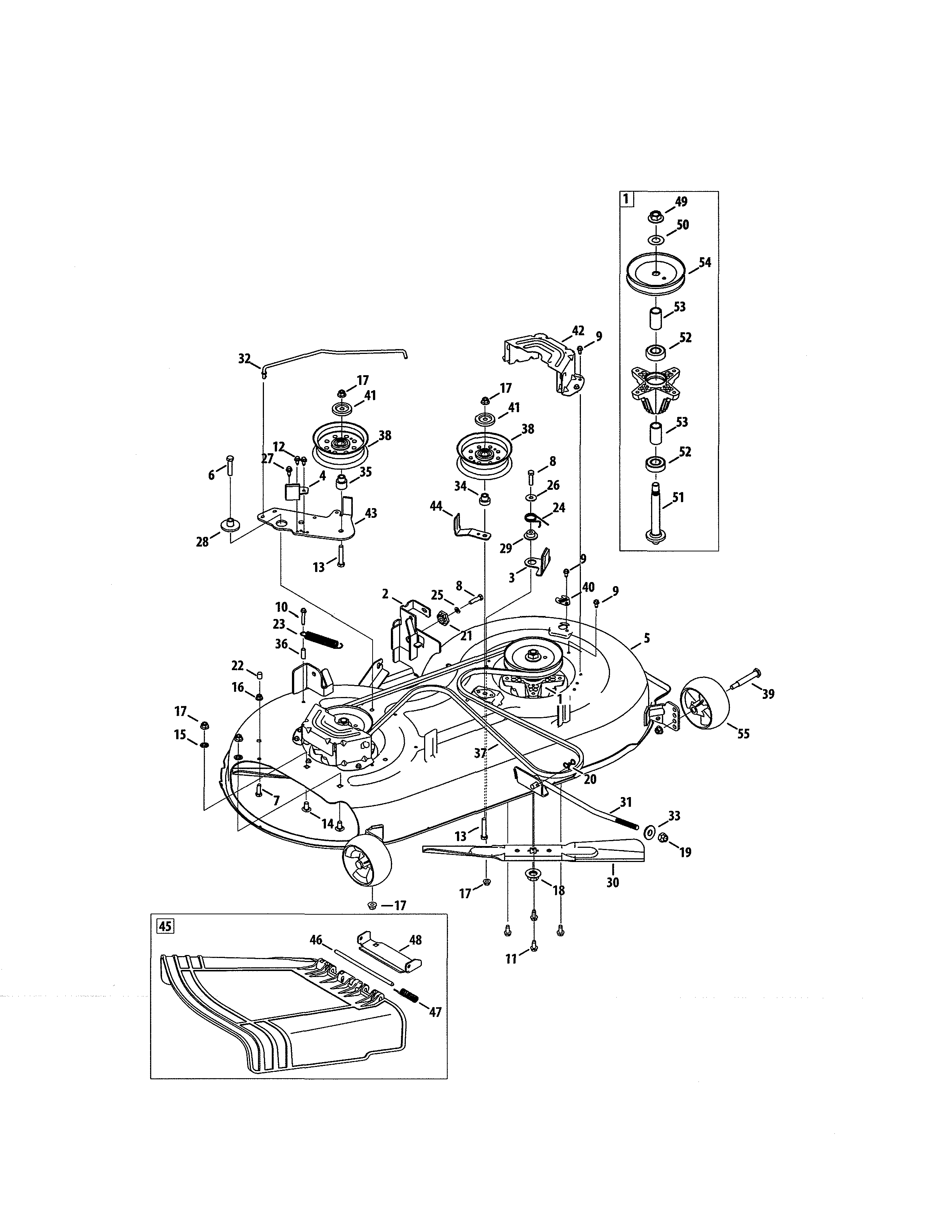 Deck/spindle/deck Chute Diagram and Parts List for 247273730  Craftsman Lawn Tractor