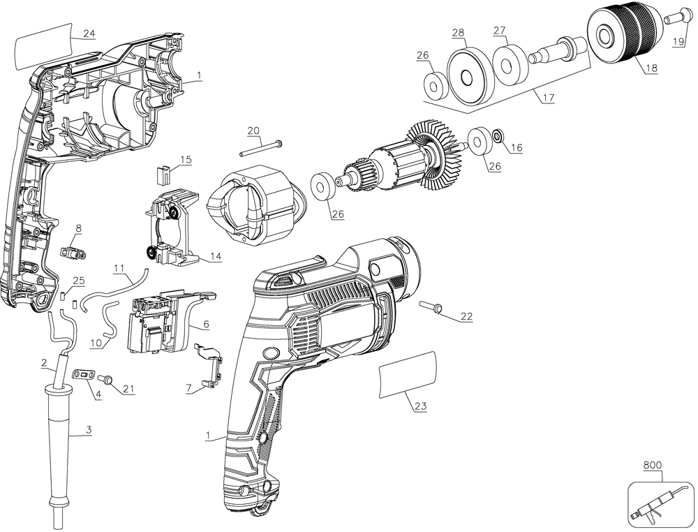 Diagram Diagram and Parts List for CMED731 Type 10 Craftsman Cordless Drill