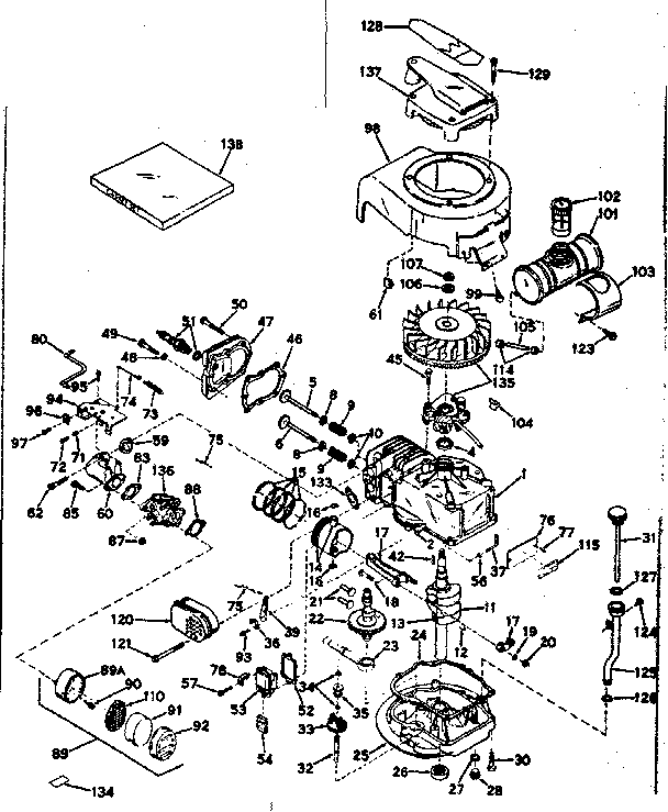 Basic Engine Diagram and Parts List for 143141192  Craftsman Engine