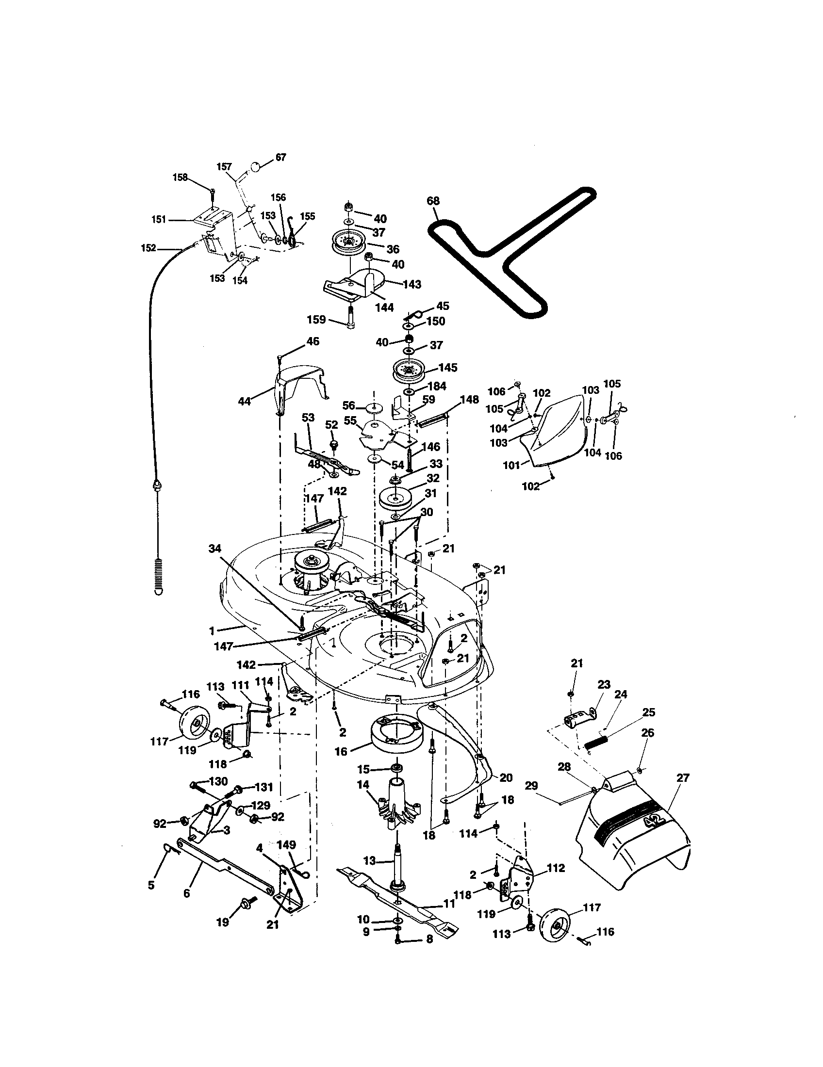 Mower Deck Diagram and Parts List for 917272761  Craftsman Lawn Tractor