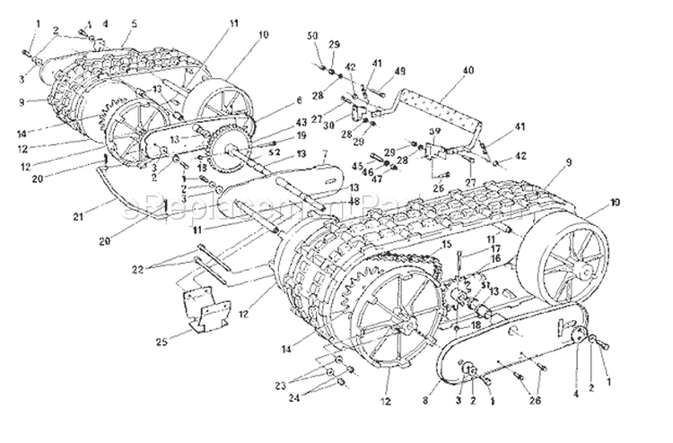 Track Diagram and Parts List for 768884800  Craftsman Snow Blower