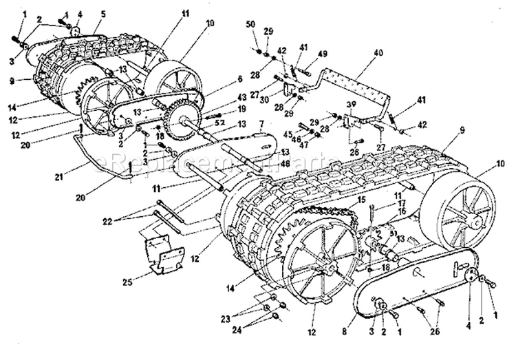 Tracks Diagram and Parts List for 768884900  Craftsman Snow Blower