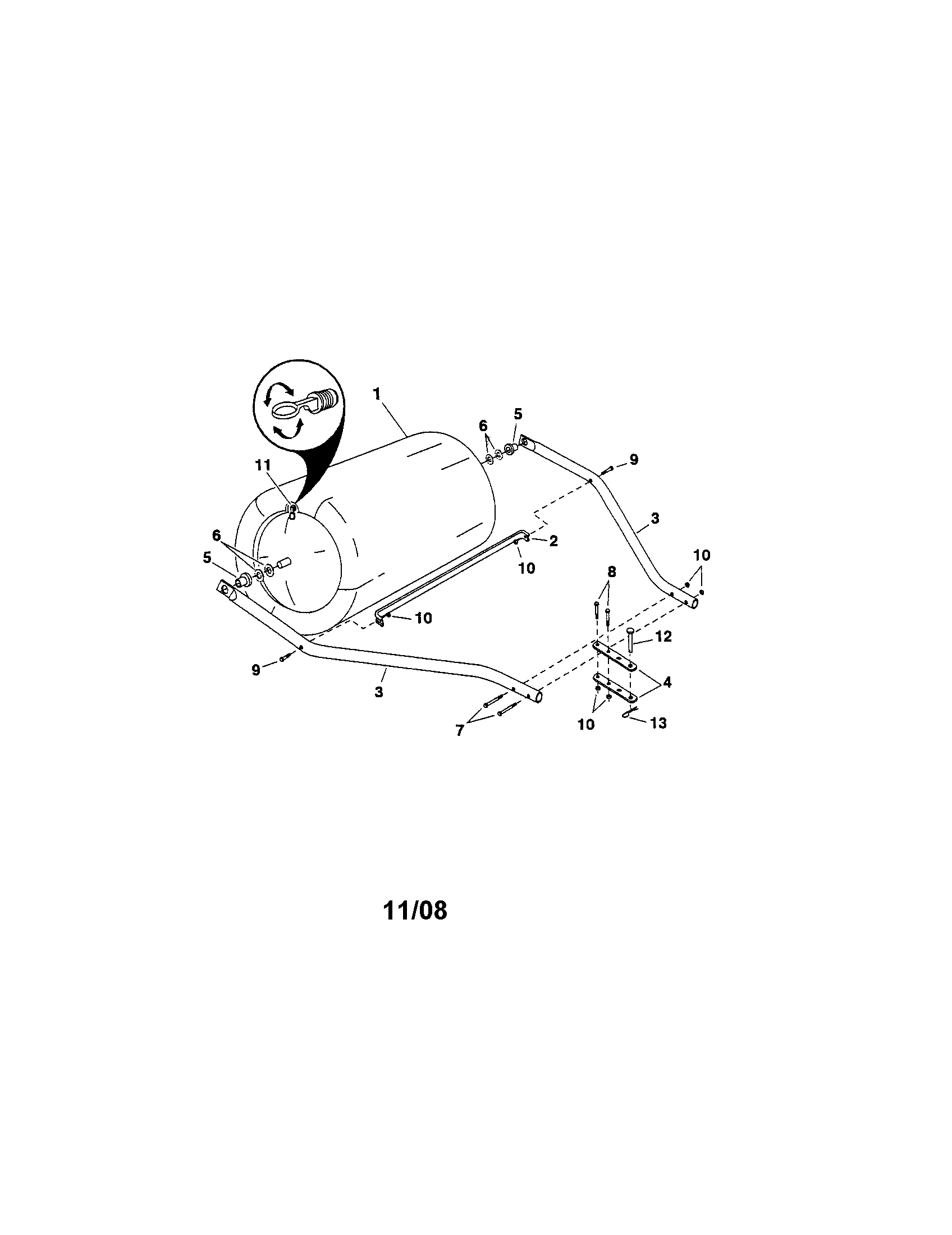 Poly Lawn Roller Diagram and Parts List for 48624251  Craftsman Lawn Tractor