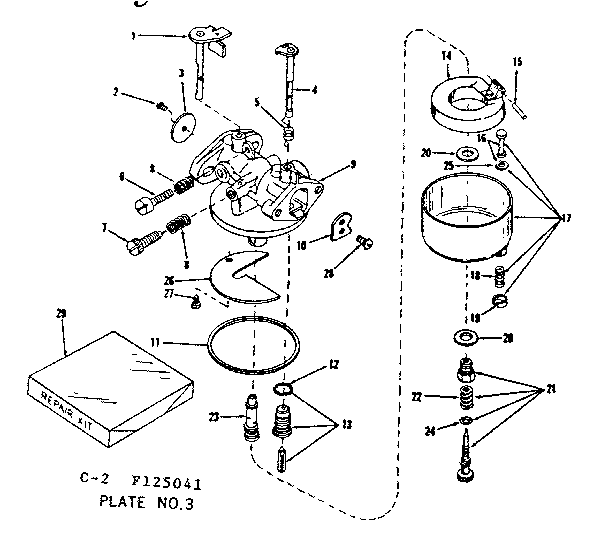 Carburetor Diagram and Parts List for 143125041  Craftsman Engine