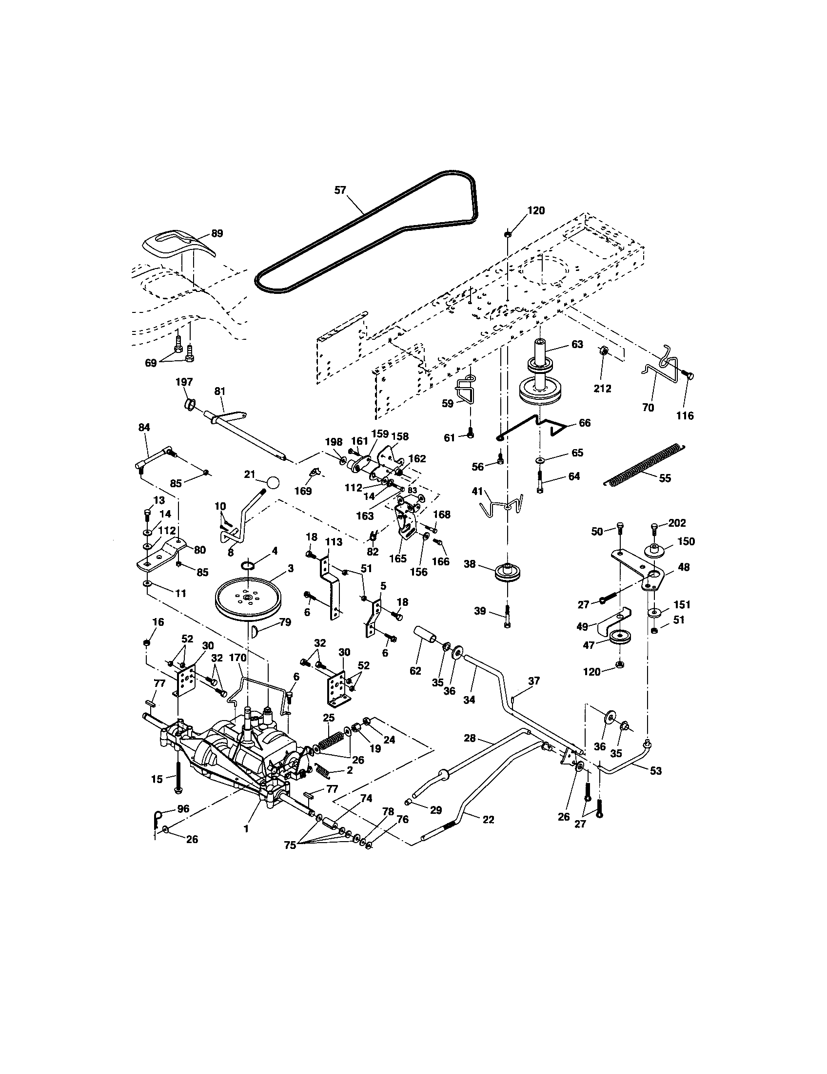 Ground Drive Diagram and Parts List for 917276391  Craftsman Lawn Tractor