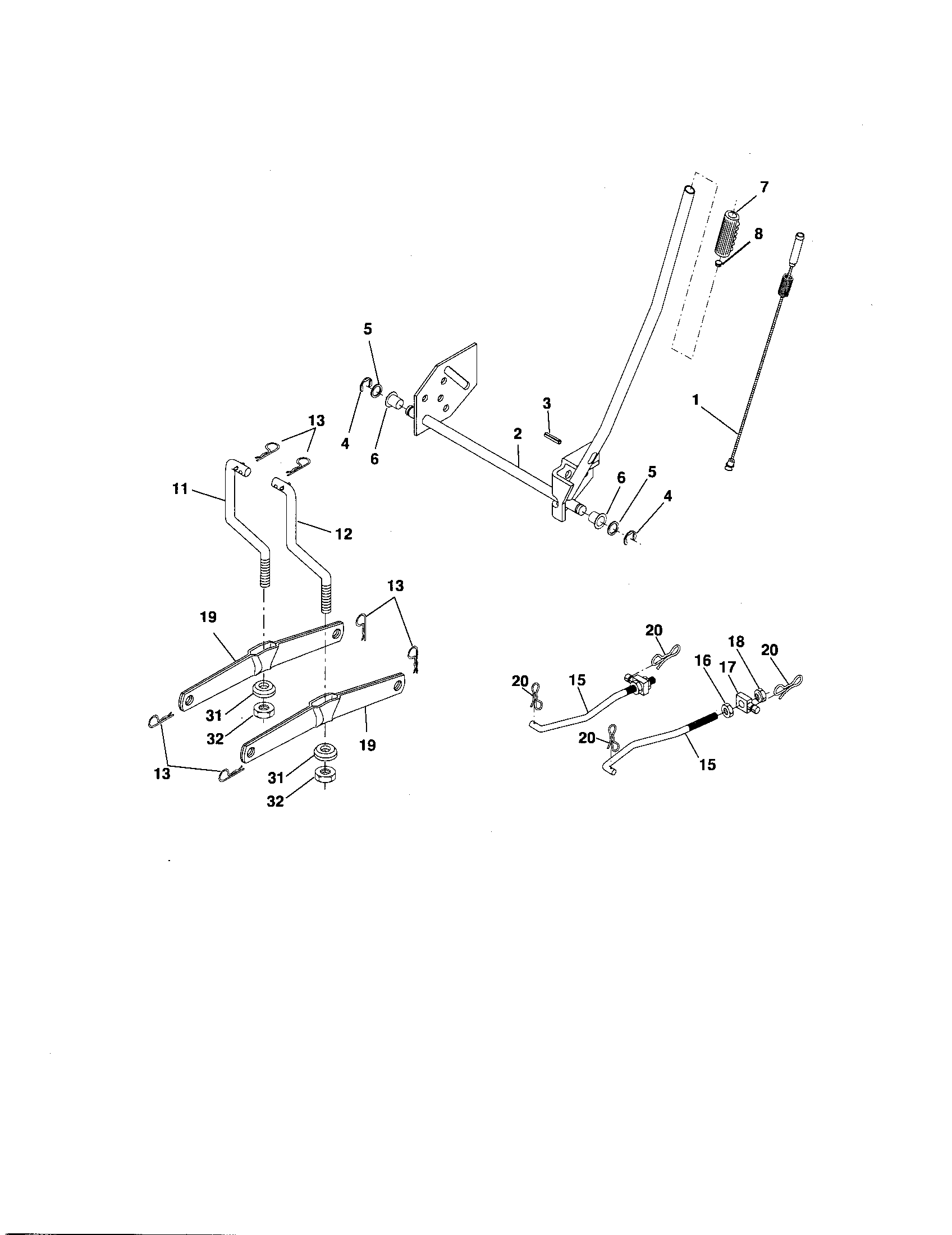 Lift Assembly Diagram and Parts List for 917275350  Craftsman Lawn Tractor