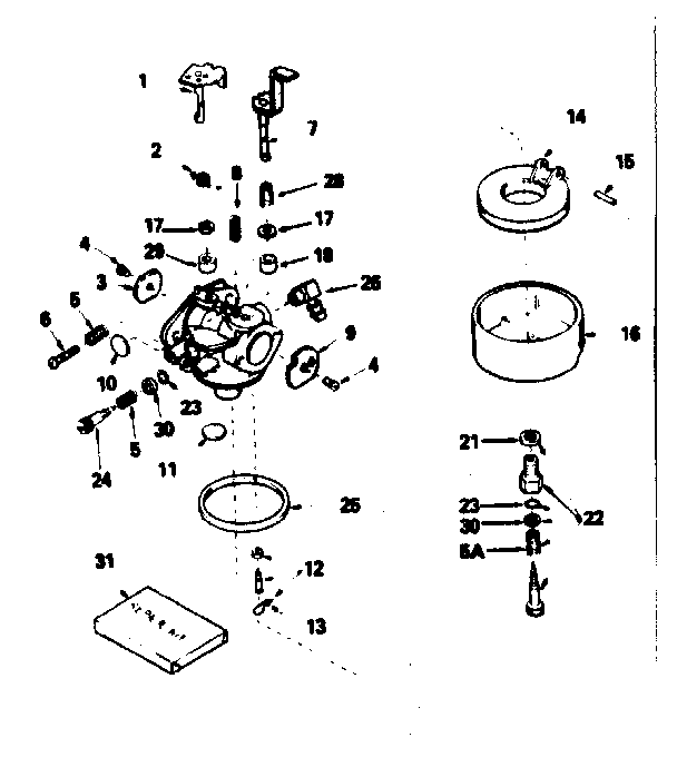 Carburetor Diagram and Parts List for 143786112  Craftsman Engine