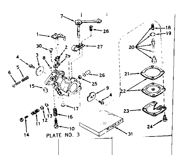Carburetor No. 631384 Diagram and Parts List for 200583111  Craftsman Engine