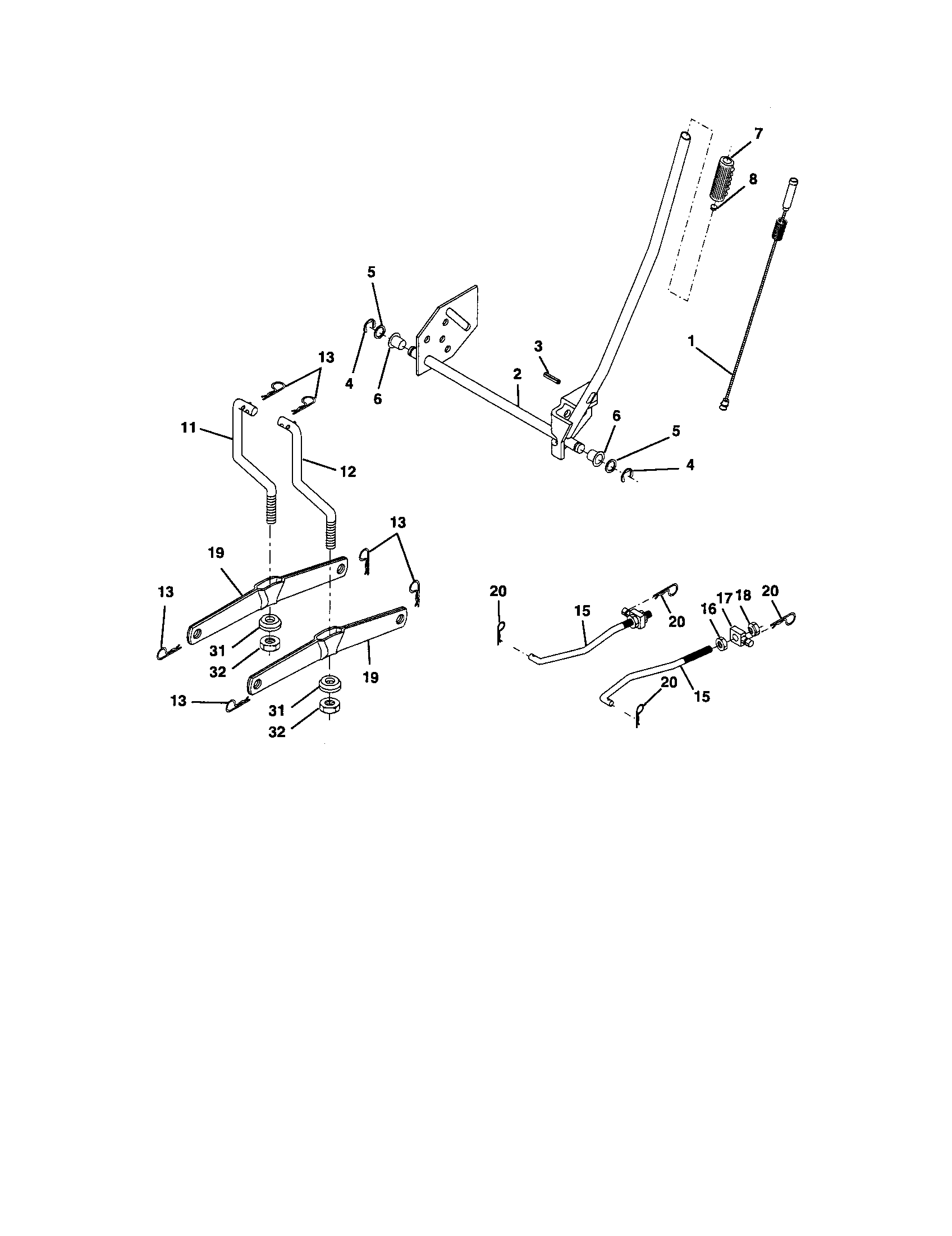 Lift Assembly Diagram and Parts List for 917275390  Craftsman Lawn Tractor