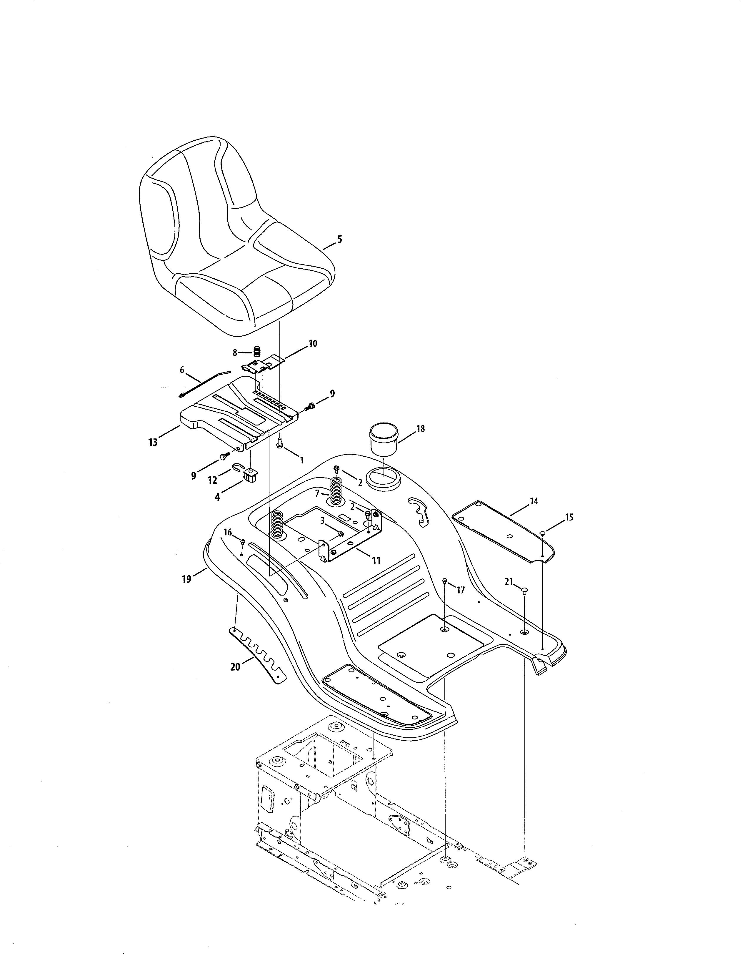 Seat/fender Diagram and Parts List for 247203790  Craftsman Lawn Tractor