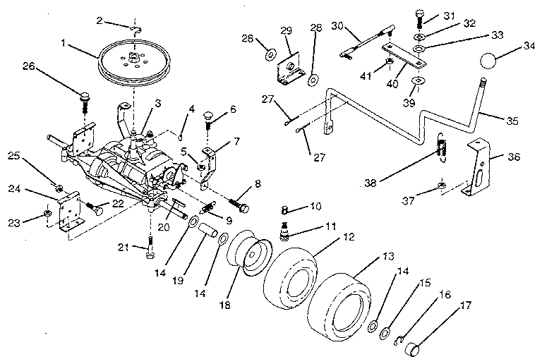 Transaxle Diagram and Parts List for 917256220  Craftsman Engine