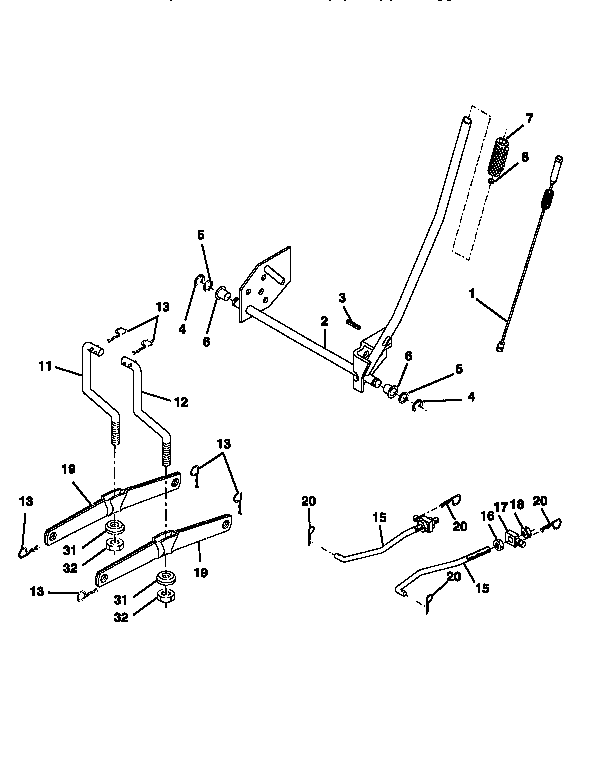 Lift Diagram and Parts List for 917258512  Craftsman Lawn Tractor