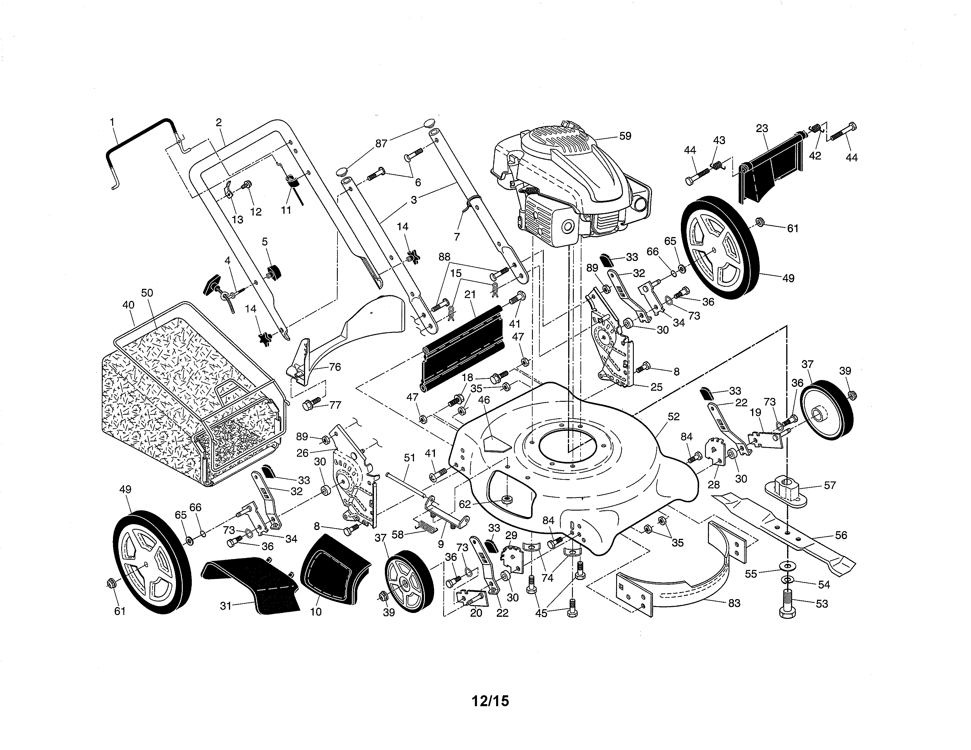 Lawn Mower Diagram and Parts List for 917374380  Craftsman Lawn Mower