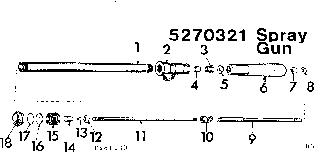 Spray Gun Diagram and Parts List for 471461130  Craftsman Pressure Washer
