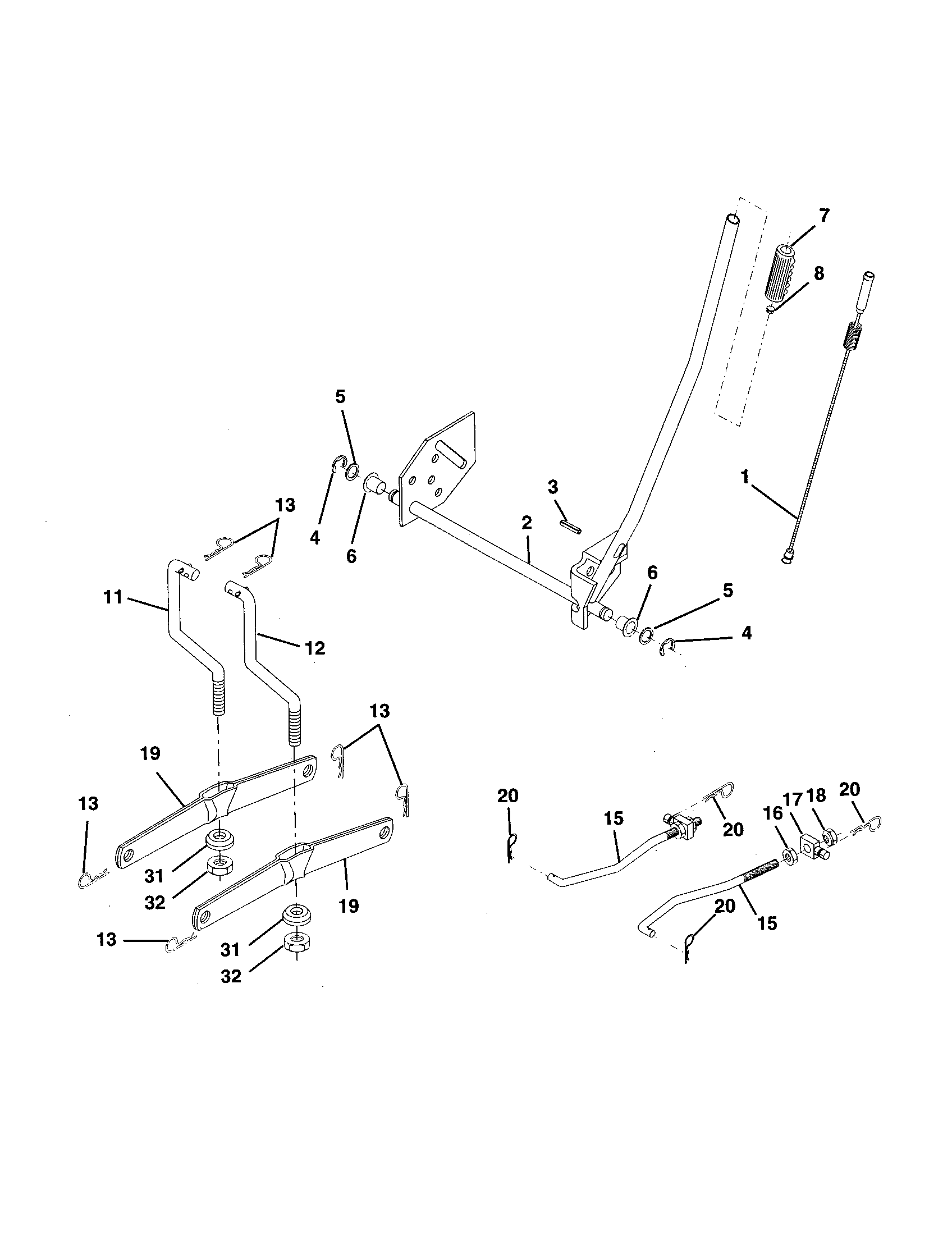 Lift Assembly Diagram and Parts List for 917250450  Craftsman Lawn Tractor