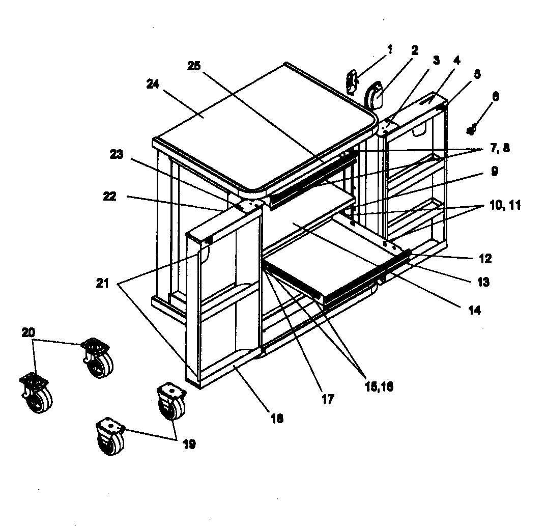 Mobile Cabinet Diagram and Parts List for 706594710  Craftsman Tool Stand & Cart