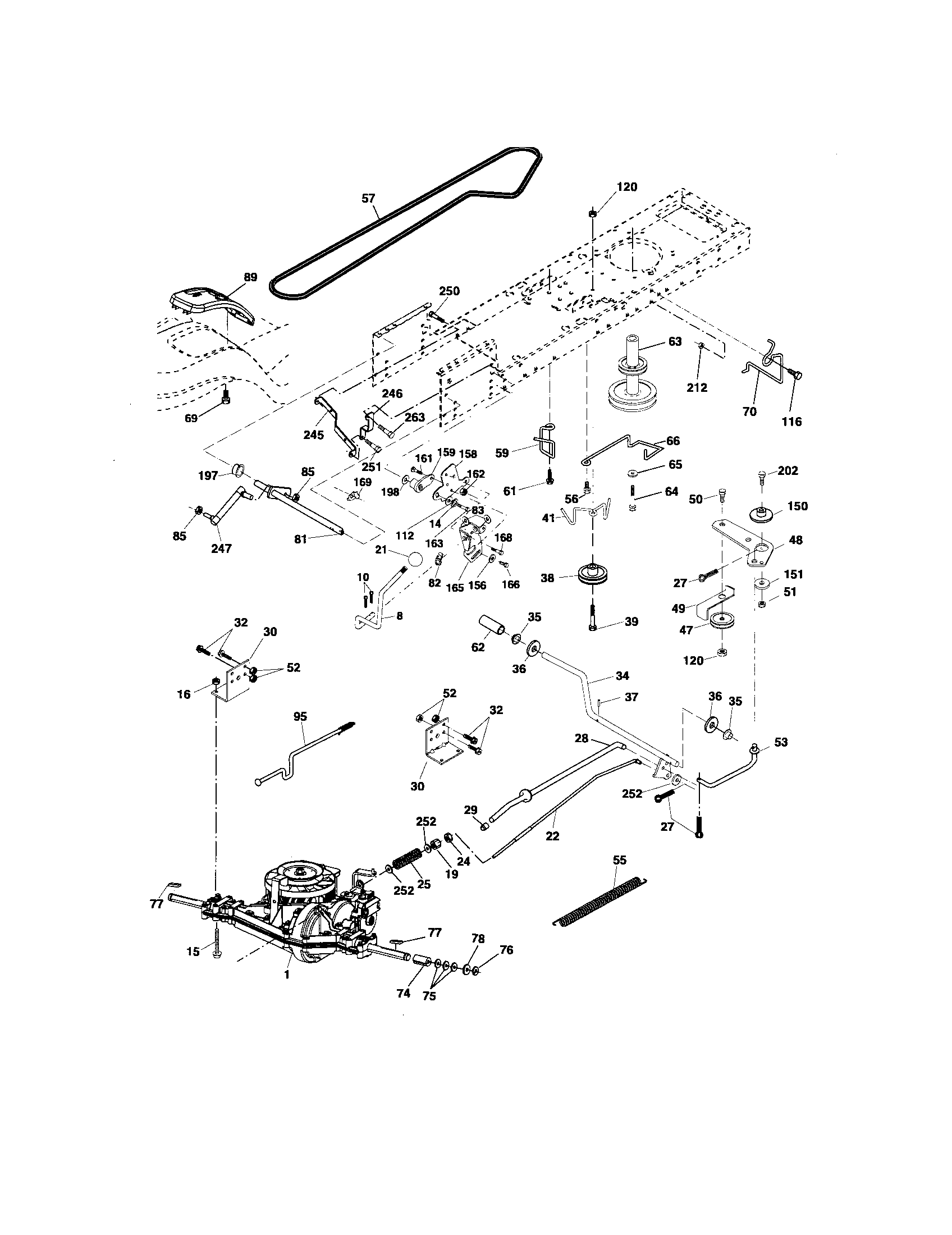 Ground Drive Diagram and Parts List for 917276750  Craftsman Lawn Tractor